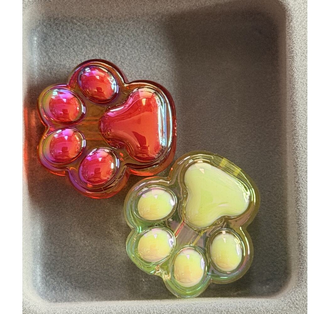#8115 2 Piece Large Acrylic Pawprint Bead - for Beadable Items